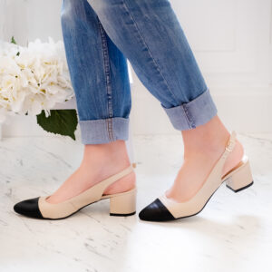 block heels pumps, two tone slingback, black toes pumps, black toes heels